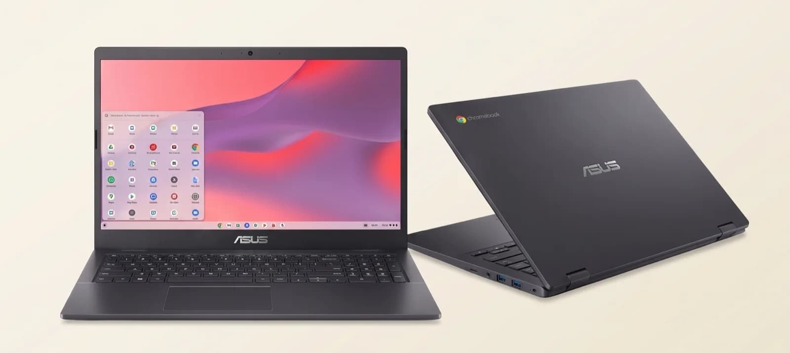 ASUS Chromebook CX1 — vista frontal y posterior.