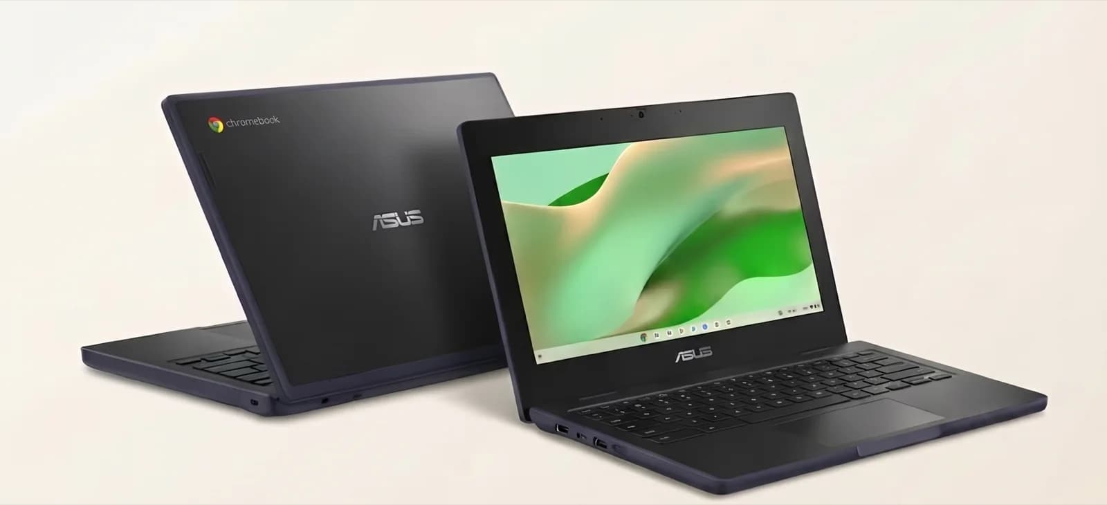 ASUS Chromebook CR11 — vista frontal y posterior.