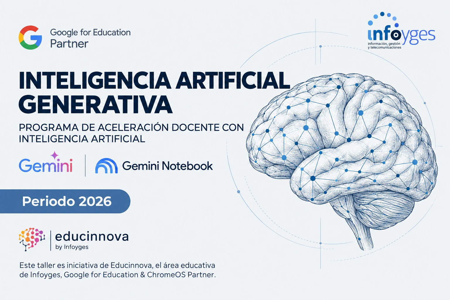 Afiche del programa de Inteligencia Artificial Generativa de Educinnova.